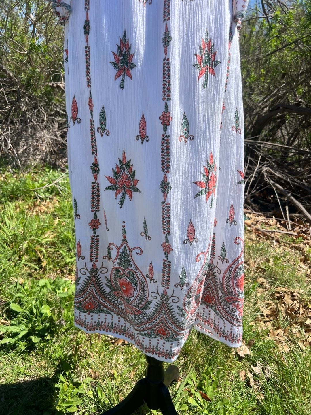 Lapogee Boho Off-The-Shoulder Floral Border Print Maxi Dress 9