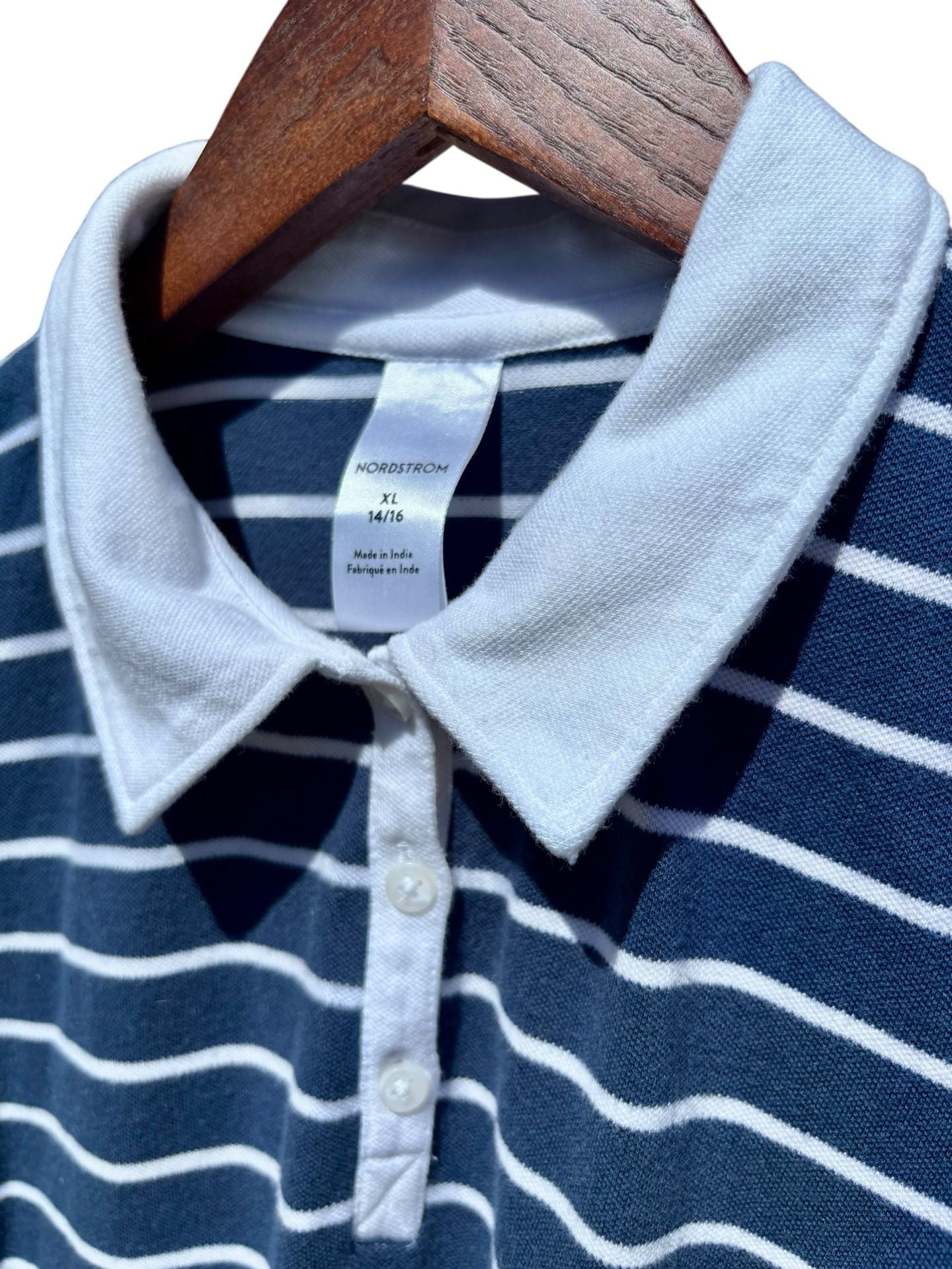 Nordstrom Girls Blue and White Striped Polo Dress XL 14/16 7