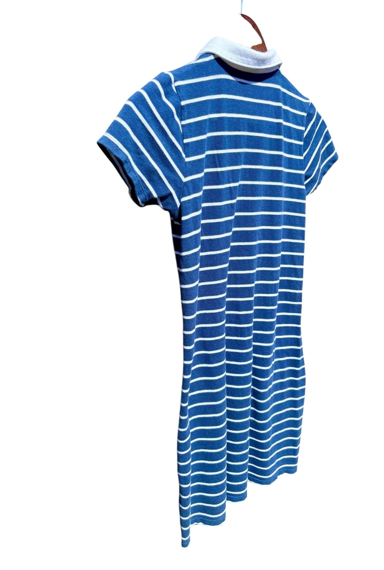 Nordstrom Girls Blue and White Striped Polo Dress XL 14/16 9