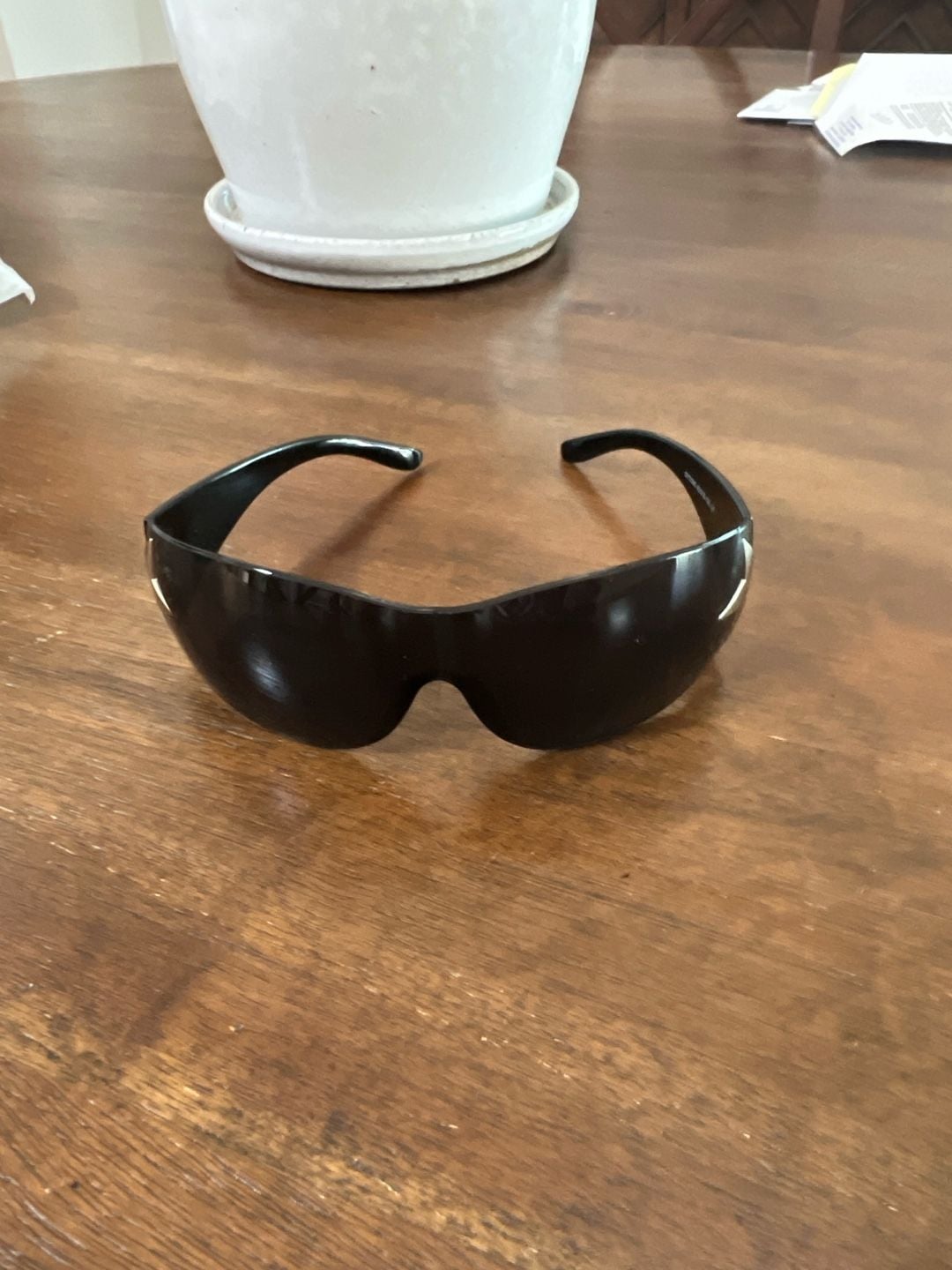 Classic Elegant Modern Contemporary Wrap Shield SUNGLASSES Dark Lens Silver Star 2