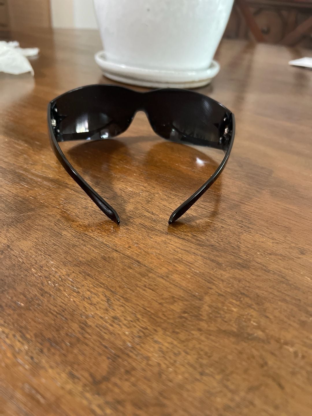 Classic Elegant Modern Contemporary Wrap Shield SUNGLASSES Dark Lens Silver Star 4