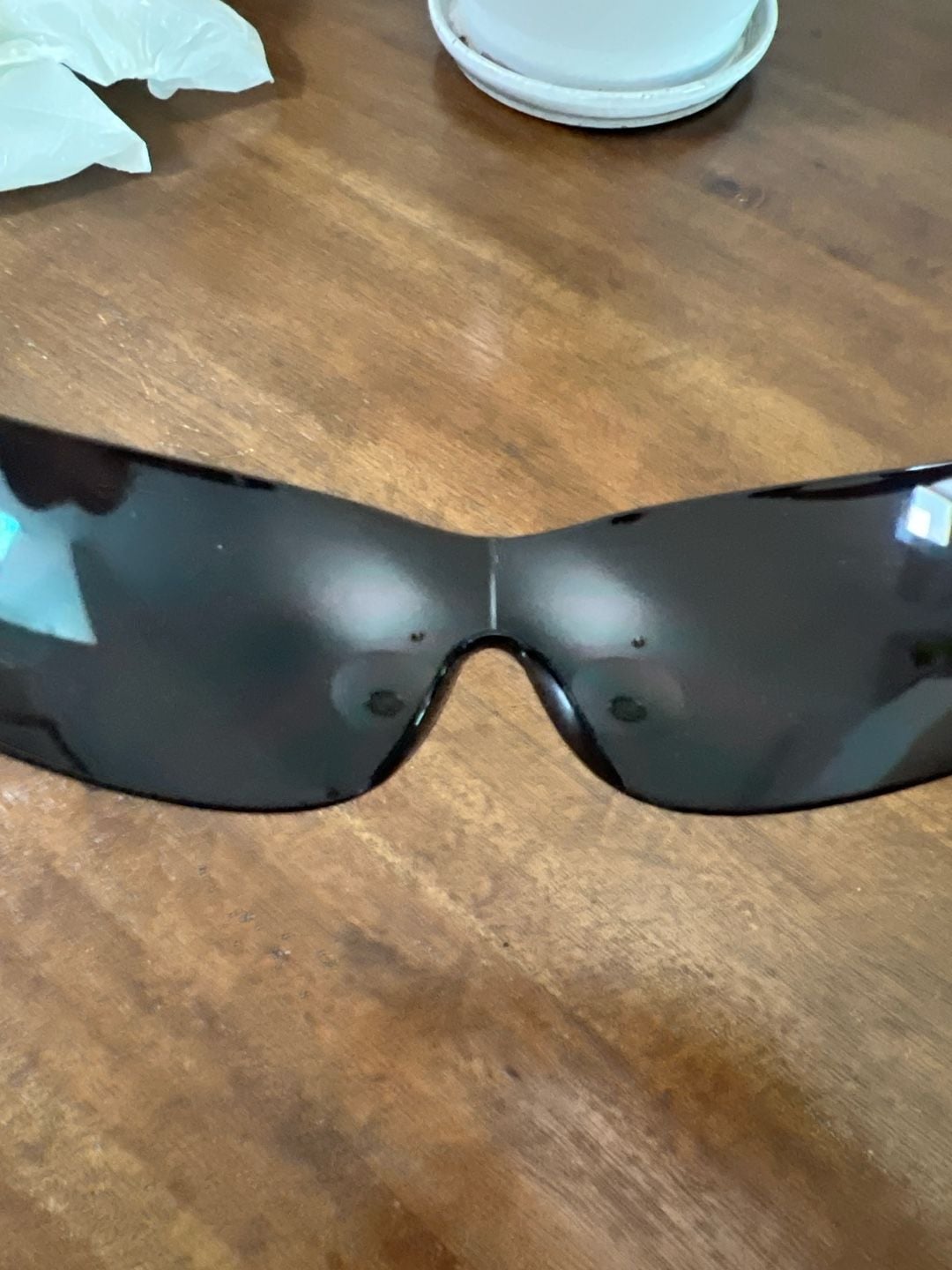 Classic Elegant Modern Contemporary Wrap Shield SUNGLASSES Dark Lens Silver Star 5