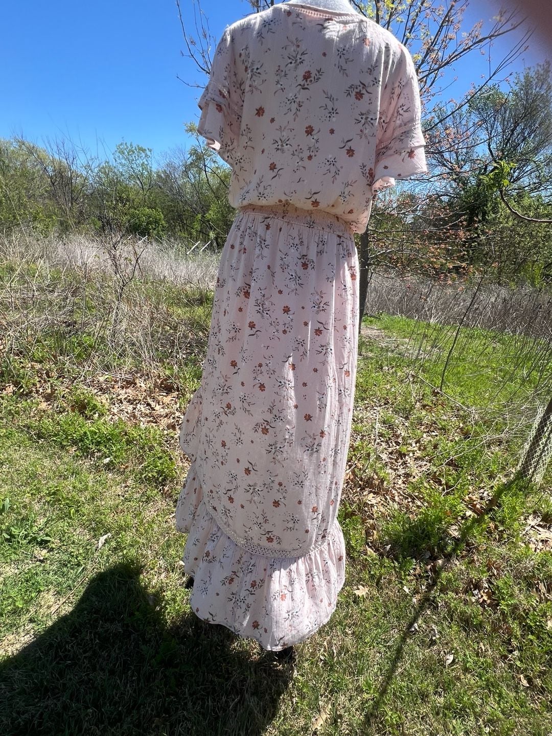 American Rag Pink Floral V-Neck Smocked Waist Hi-Low Maxi Dress 11