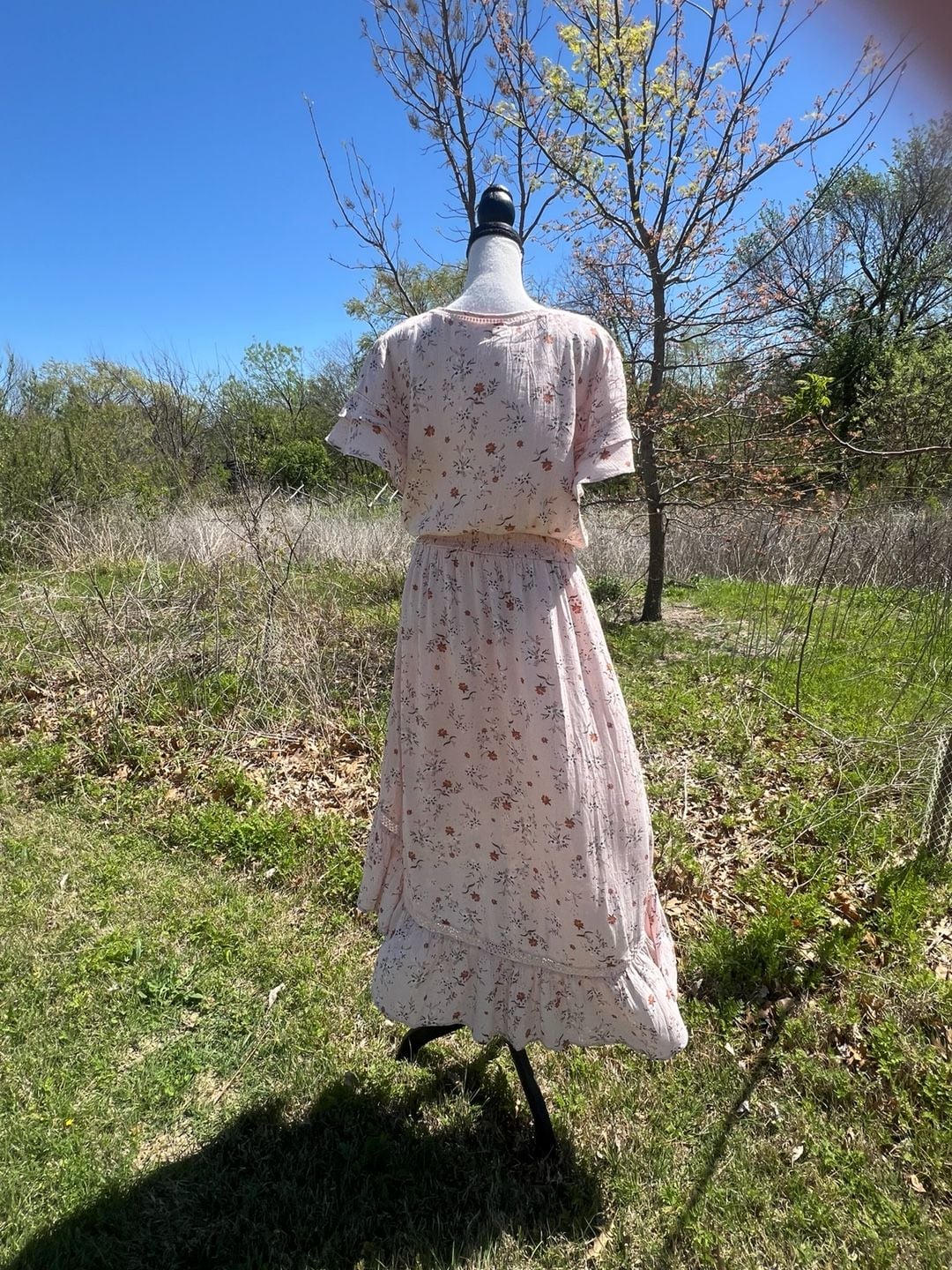 American Rag Pink Floral V-Neck Smocked Waist Hi-Low Maxi Dress 12