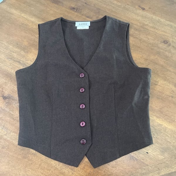 Vintage A. BYER Brown Plaid Button-Down Suit Vest