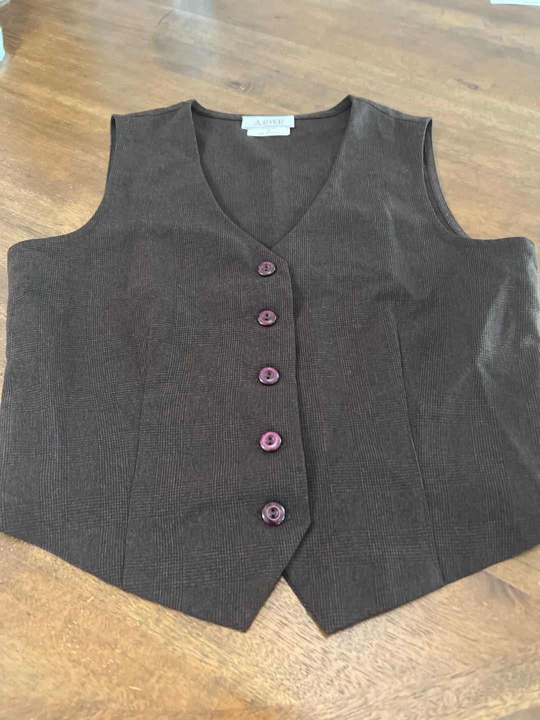 Vintage A. BYER Brown Plaid Button-Down Suit Vest 3