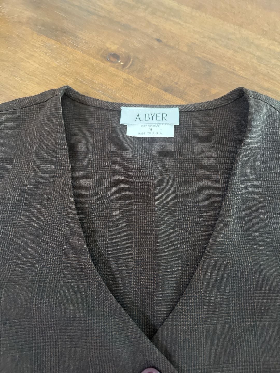 Vintage A. BYER Brown Plaid Button-Down Suit Vest 6