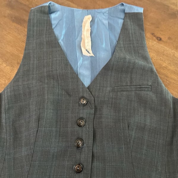 Bailey 44 Grey Glen Check Plaid V-Neck Button Front Vest