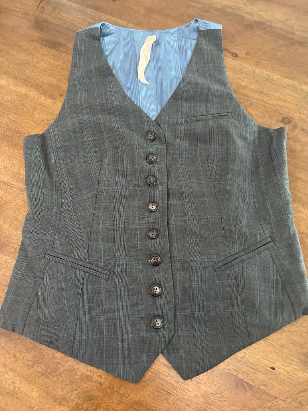 Bailey 44 Grey Glen Check Plaid V-Neck Button Front Vest 4
