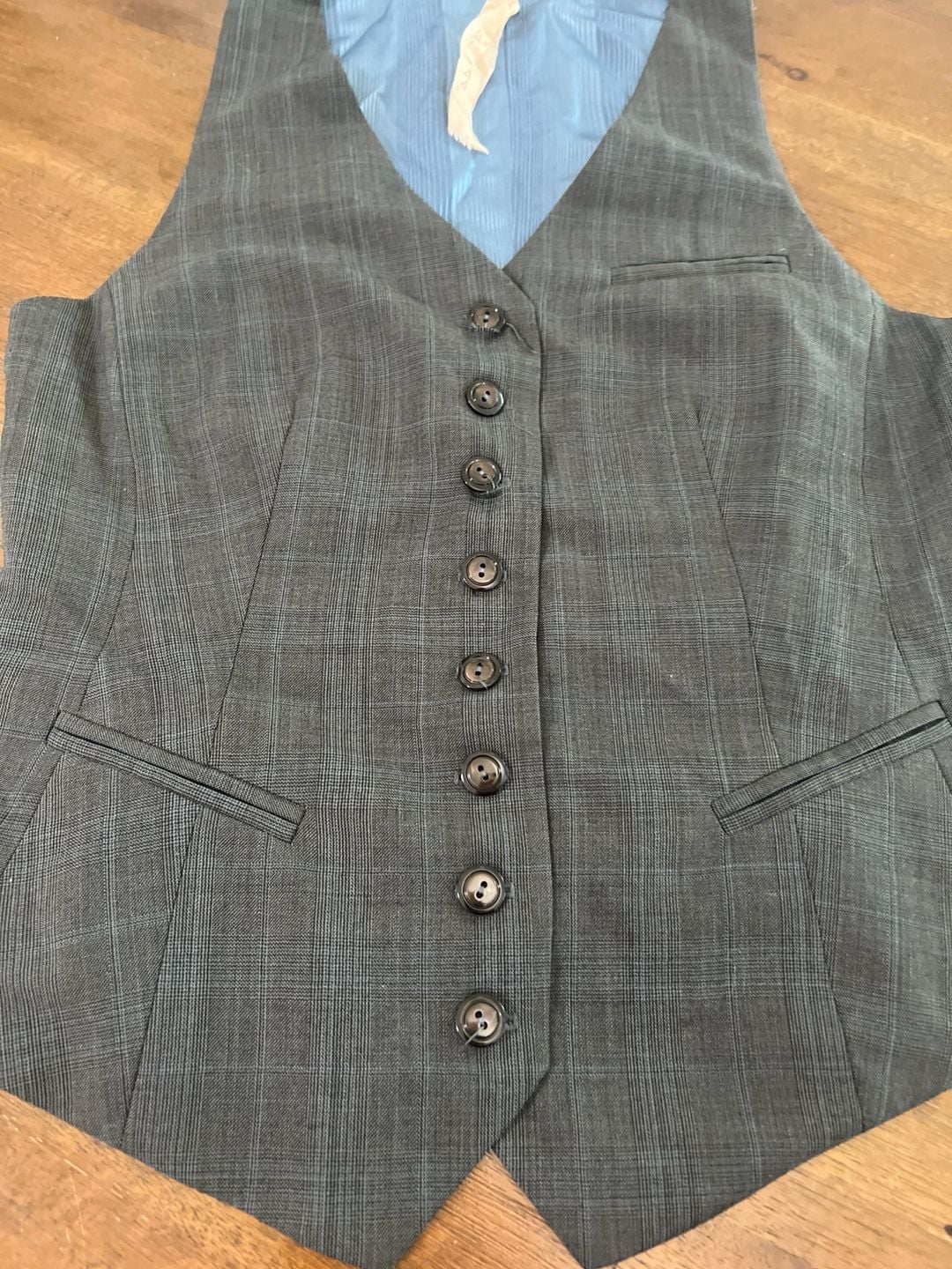 Bailey 44 Grey Glen Check Plaid V-Neck Button Front Vest 5