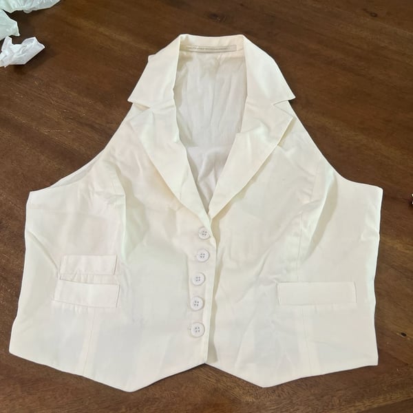 Twelfth Street by Cynthia Vincent Ivory Halter Neck Button-Up Vest