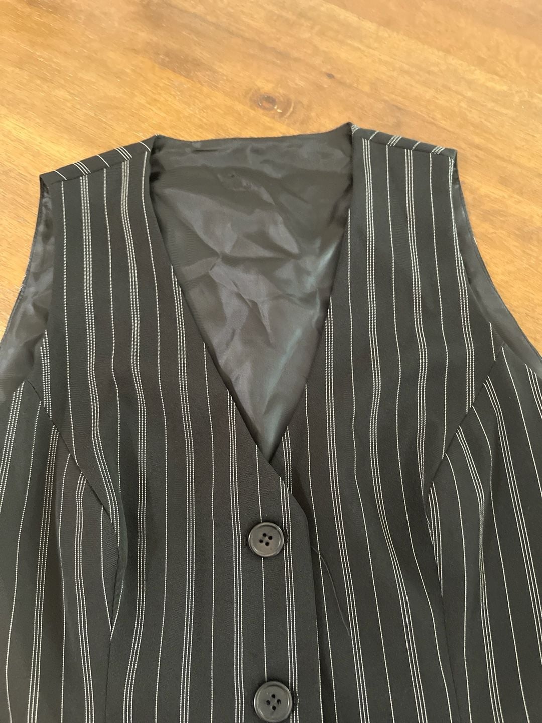 INC International Concepts Women's Black Pinstripe Tailored V-Neck Vest Waistcoat 6
