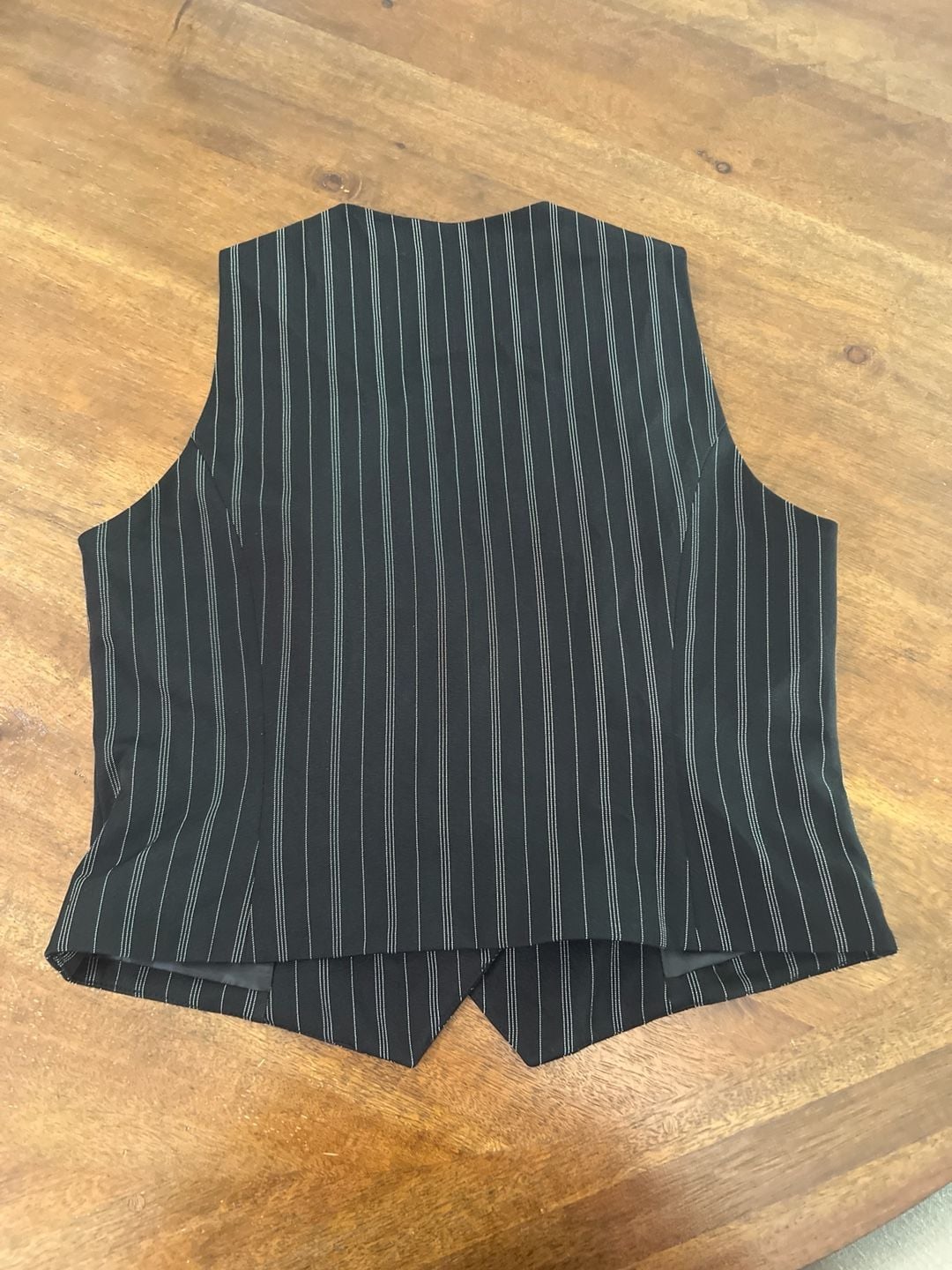 INC International Concepts Women's Black Pinstripe Tailored V-Neck Vest Waistcoat 7