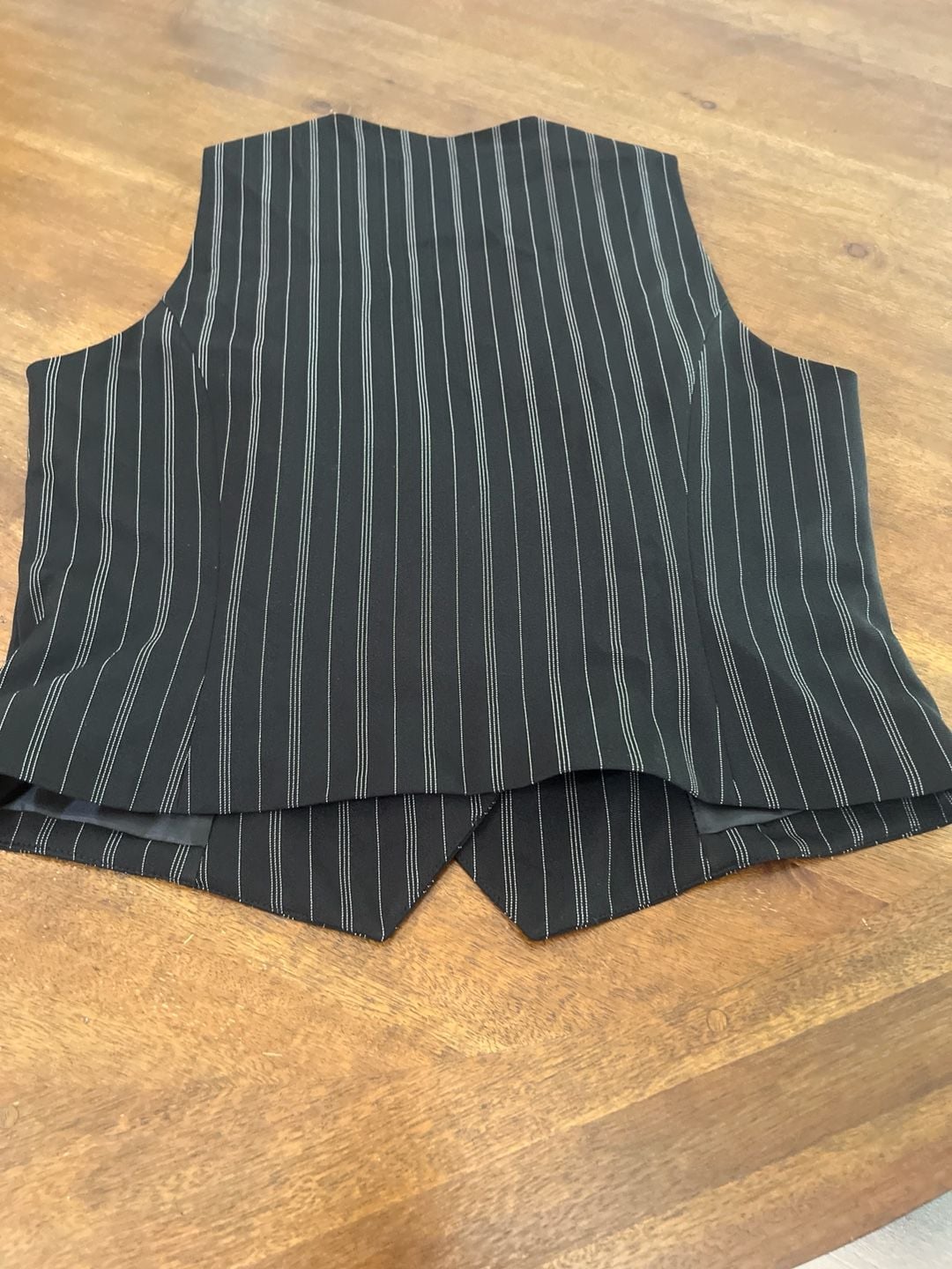 INC International Concepts Women's Black Pinstripe Tailored V-Neck Vest Waistcoat 9