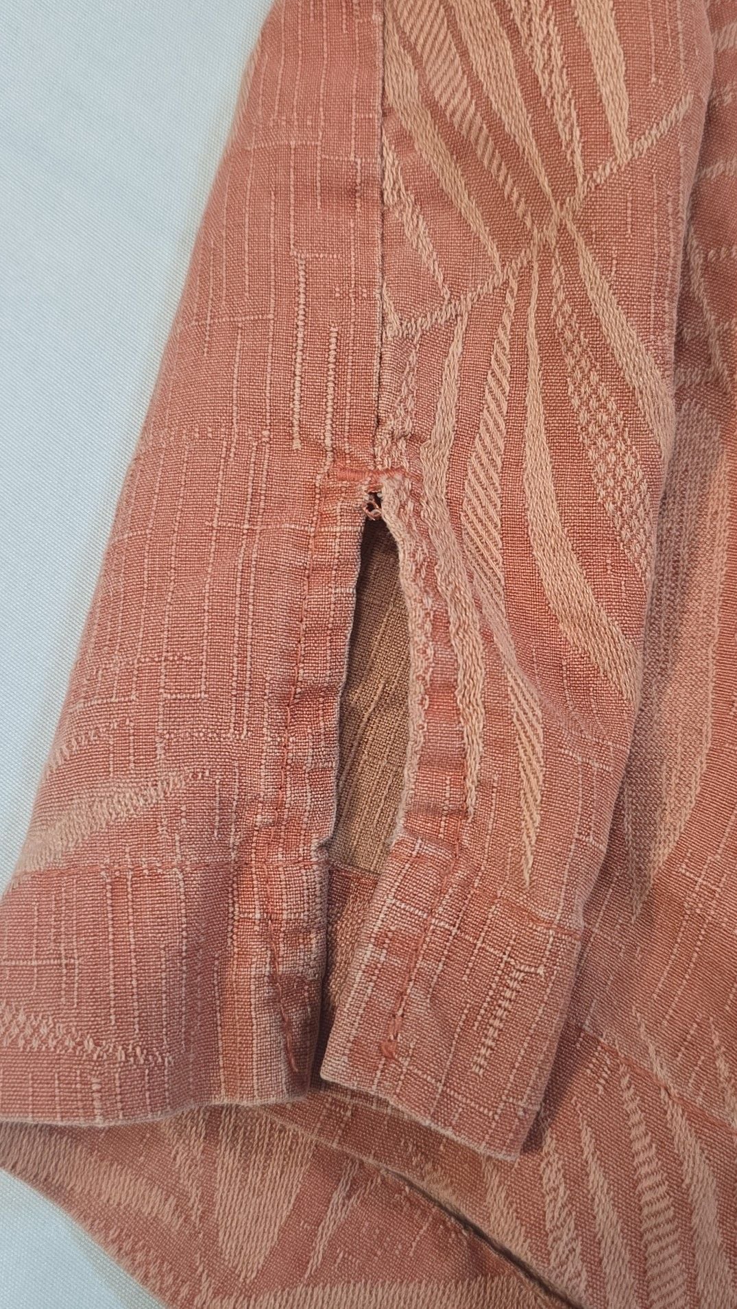 Jamaica Jaxx XXL 100% Silk Pigment Dyed Jacquard Palm Leaf Hawaiian Shirt Peach 11