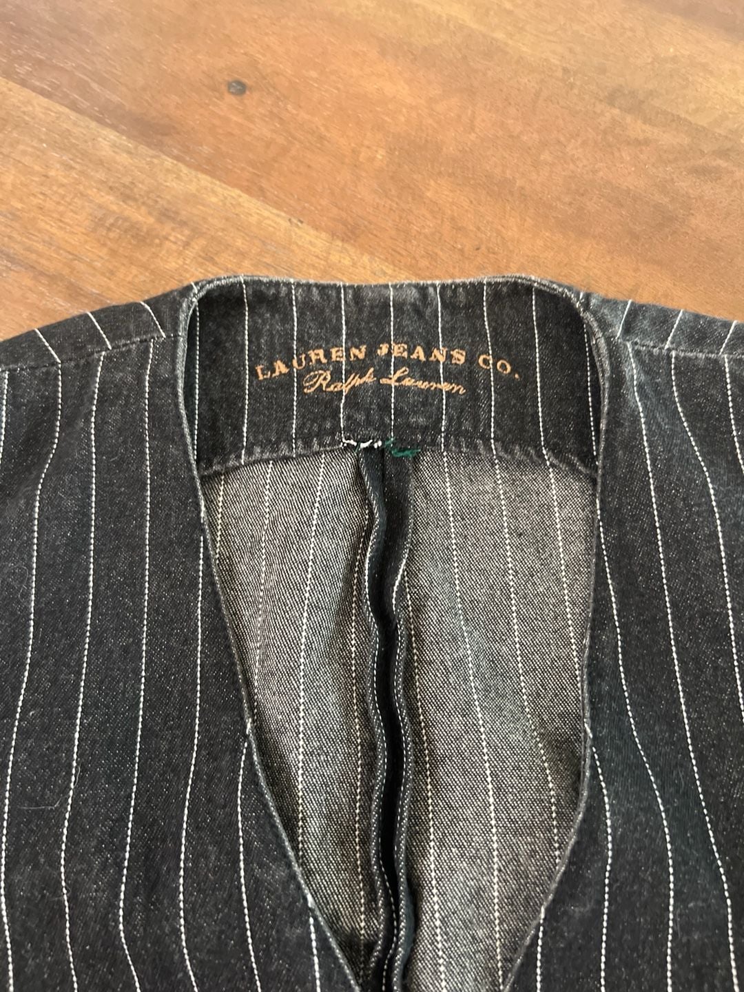 Lauren Jeans Co. Ralph Lauren Vintage Pinstriped Denim Vest Black 9