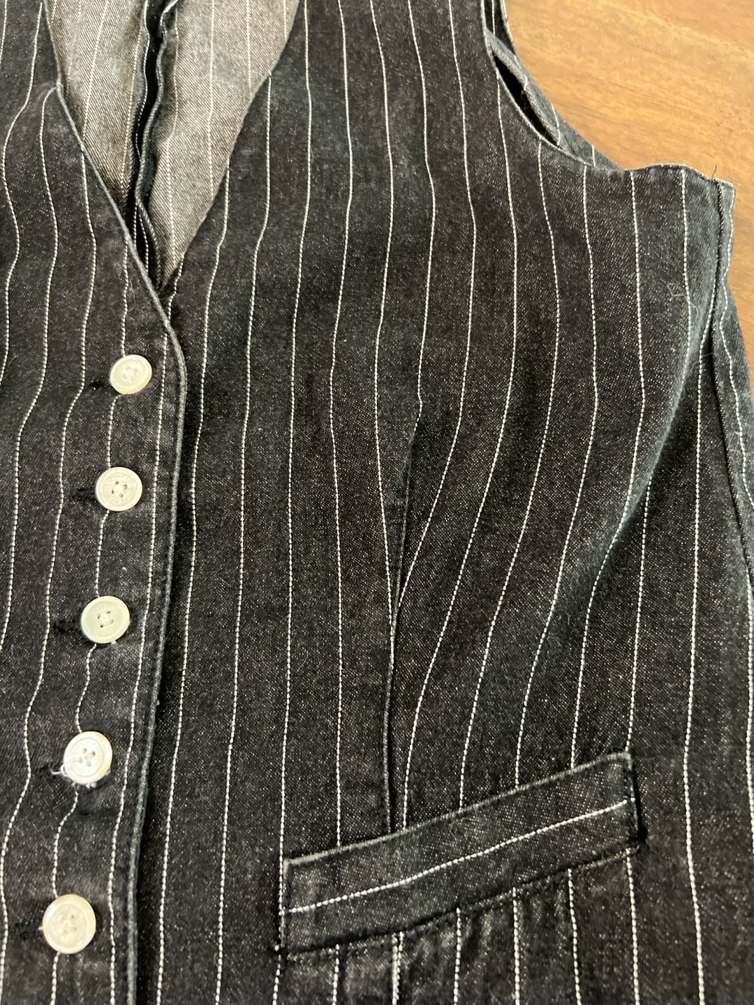 Lauren Jeans Co. Ralph Lauren Vintage Pinstriped Denim Vest Black 10