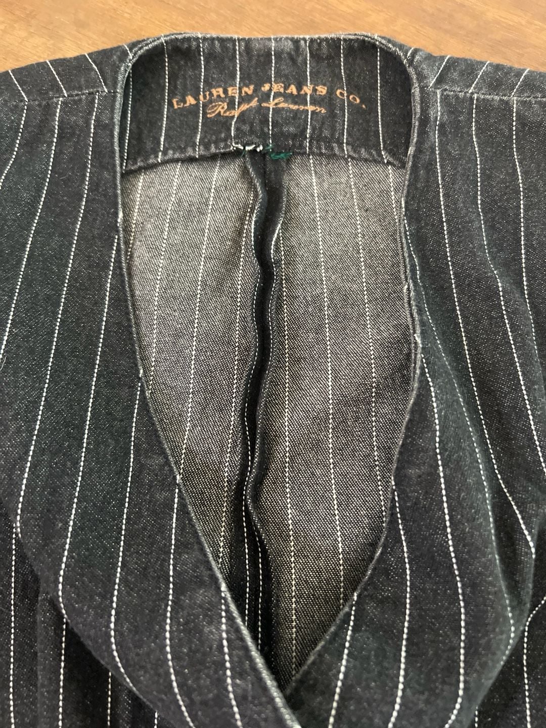 Lauren Jeans Co. Ralph Lauren Vintage Pinstriped Denim Vest Black 13