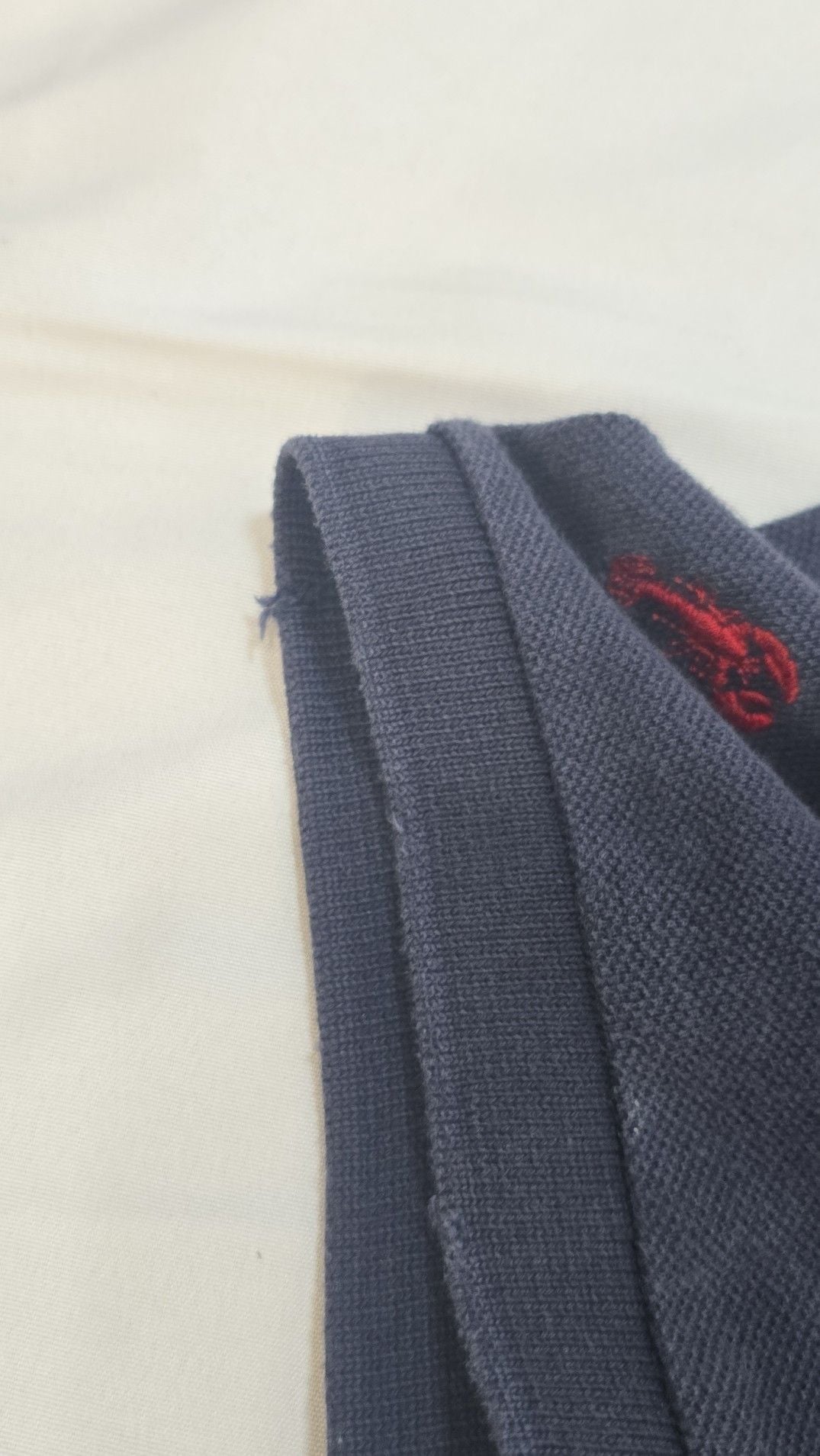 J.Crew Men's Large Navy Blue Cotton Pique Polo Shirt with Red Lobster Embroidery 7