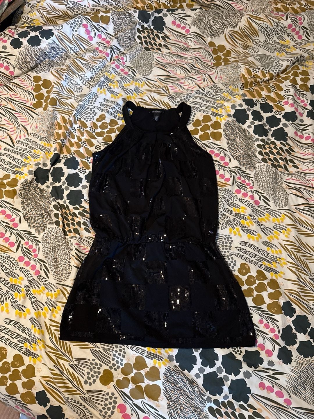 White House Black Market Sequin Check Halter Neck Dress 2