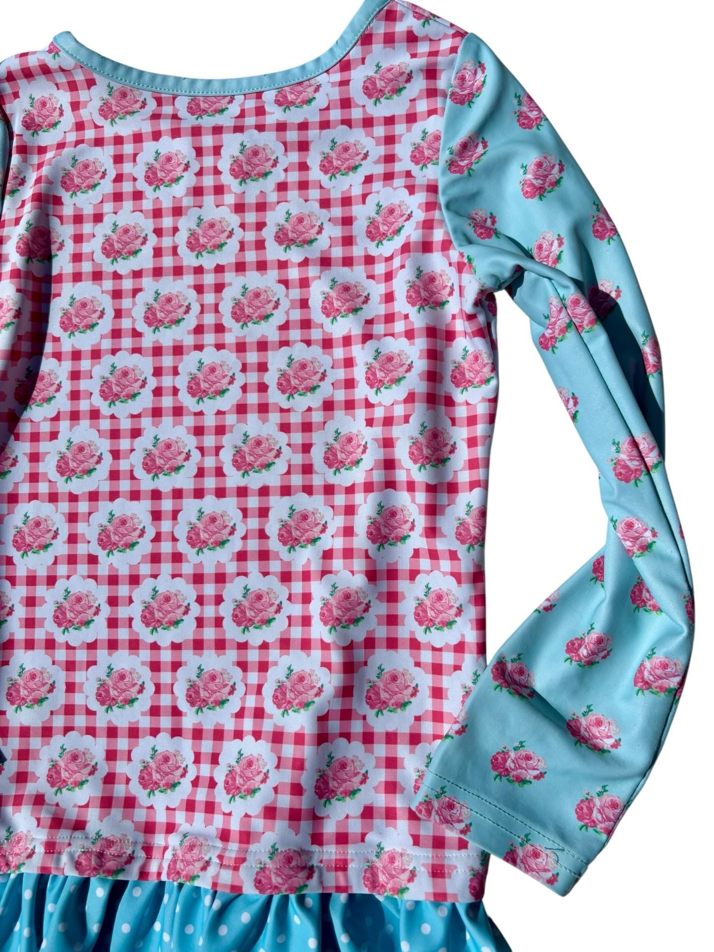 Olive Mae Floral Gingham Long Sleeve Rash Guard Swim Top Size 6 9