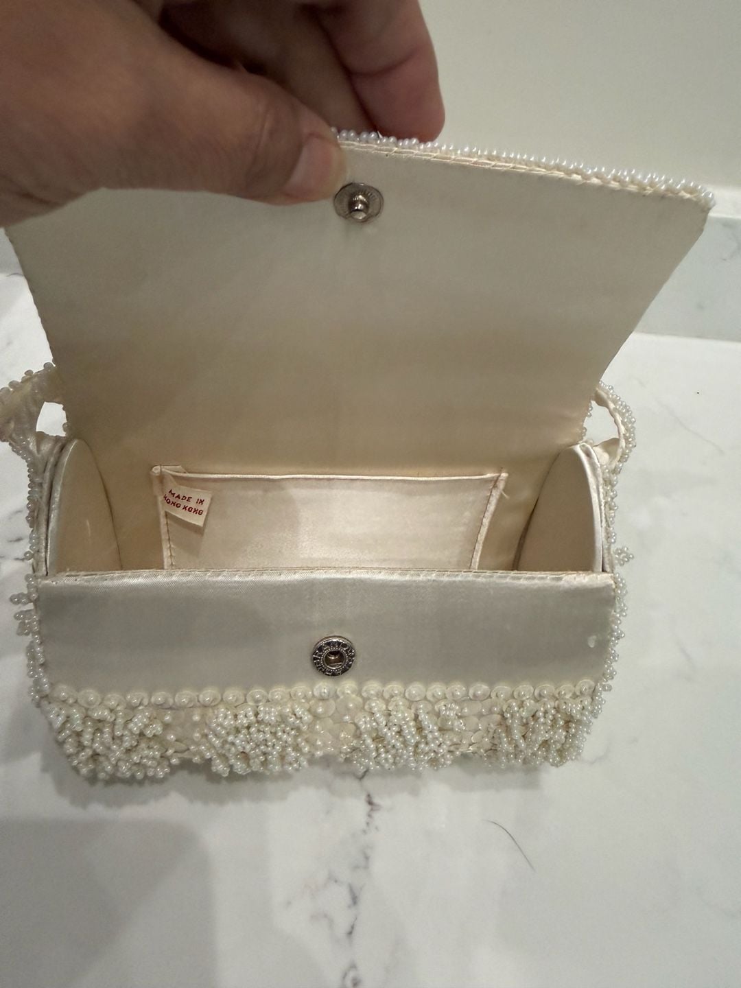 Vintage Star Brand Iridescent Pearl and Sequin Beaded Evening Clutch Bag 7