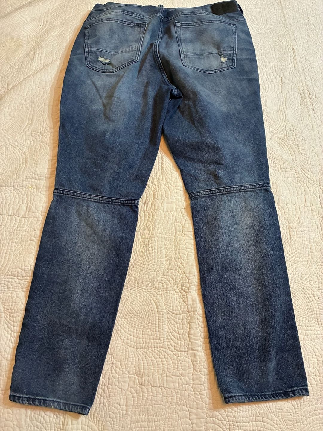 PacSun Stacked Skinny Comfort Stretch Blue Distressed Moto Biker Jeans 36x32 7