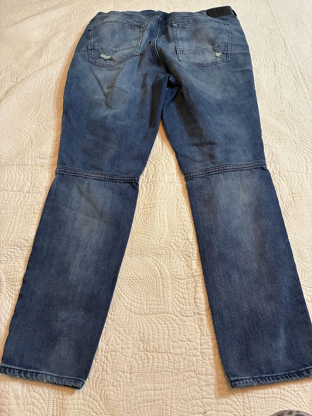 PacSun Stacked Skinny Comfort Stretch Blue Distressed Moto Biker Jeans 36x32 10