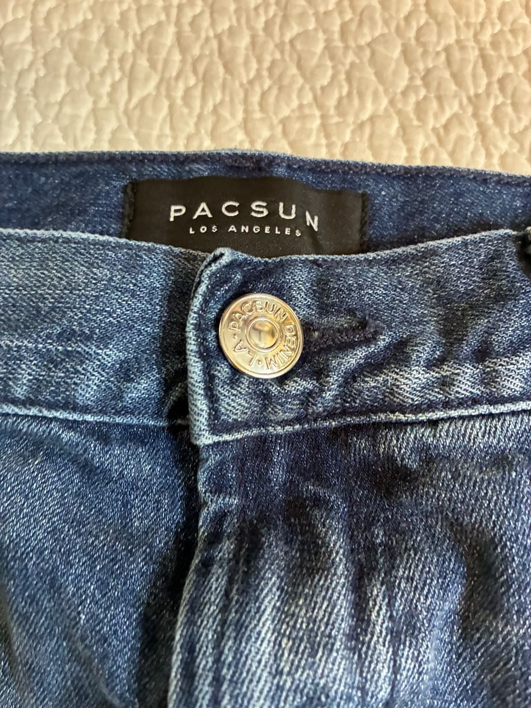 PacSun Stacked Skinny Comfort Stretch Blue Distressed Moto Biker Jeans 36x32 12