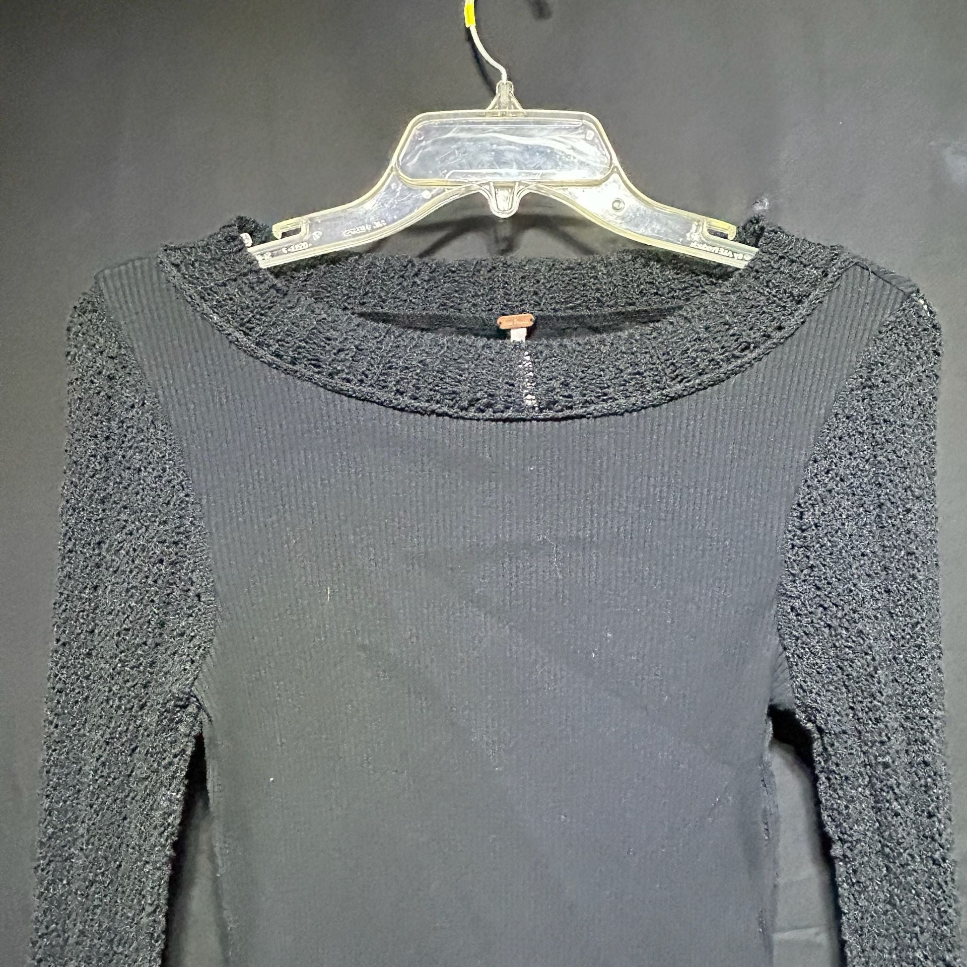 Boho Grunge Free People Sand Castle Ribbed Mixed Knit Bell Sleeve Top 3