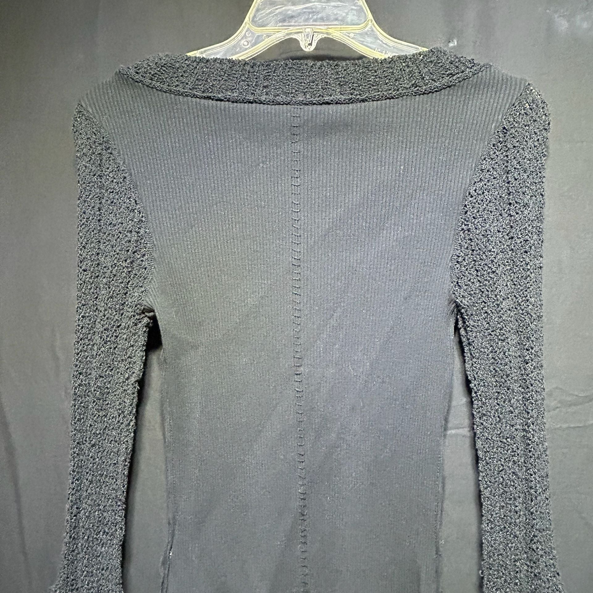 Boho Grunge Free People Sand Castle Ribbed Mixed Knit Bell Sleeve Top 8