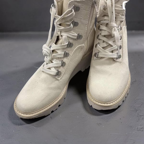 Dolce Vita Hank Ivory Canvas Lug Sole Combat Boots