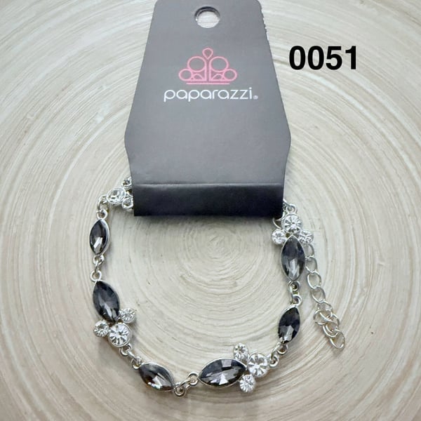 Paparazzi At Any Cost Silver and Black Smokey Rhinestone Bracelet