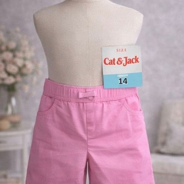 New with Tags Cat & Jack Girls' Pull-On Woven Shorts Pink Size 14