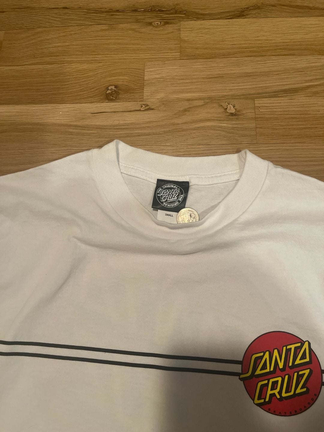 Santa Cruz Skateboards Classic Dot White T-Shirt Size Small 3