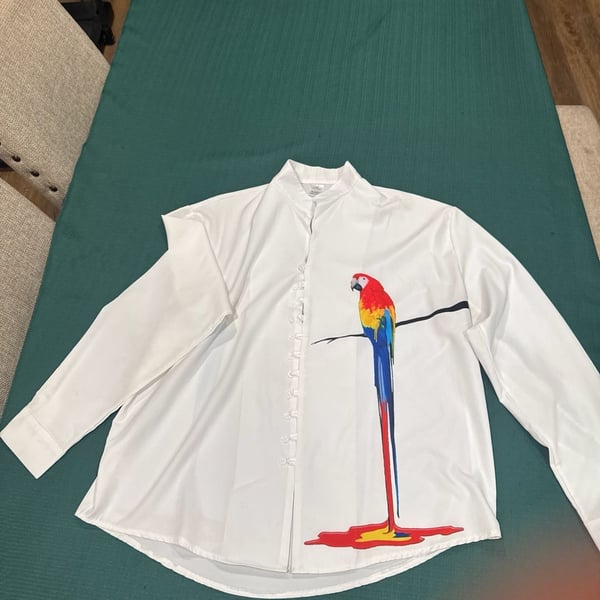 Men's Parrot Shirt Summer Hawaiian Shirt Aloha Shirt Long Sleeve Shirt Stand Collar Fashion
