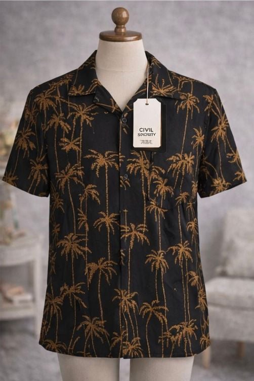 Civil Society Men's Palm Tree Print Short Sleeve Resort Shirt 2