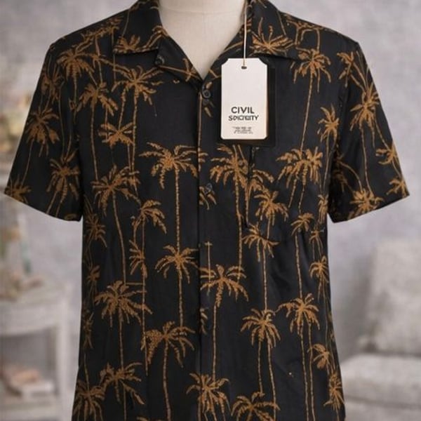 Civil Society Men's Palm Tree Print Short Sleeve Resort Shirt