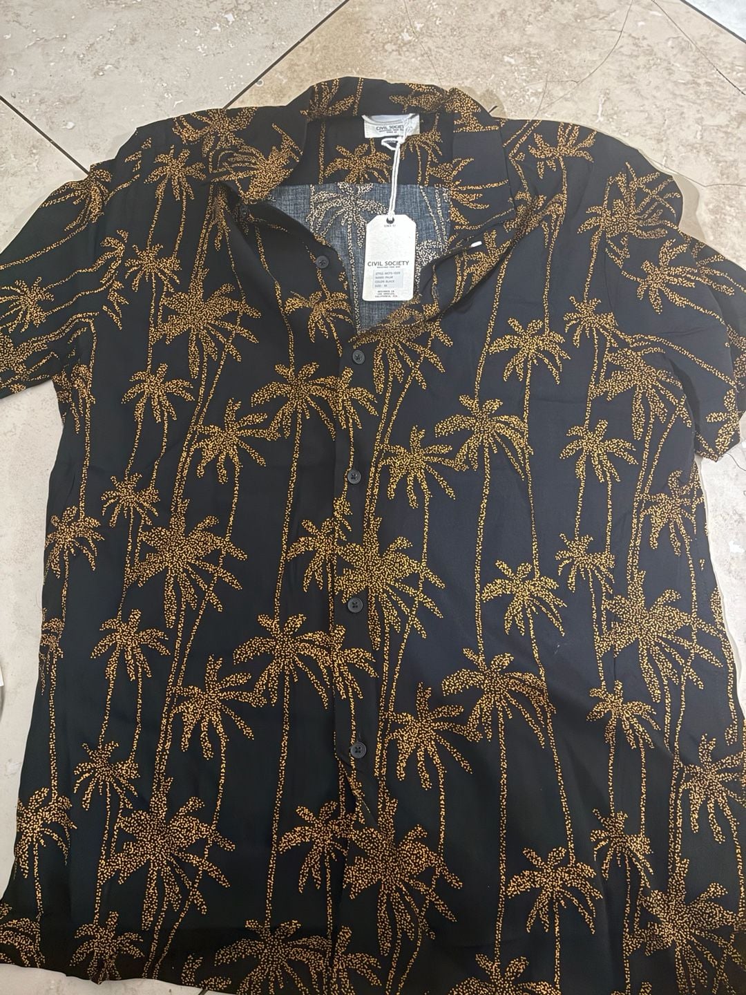Civil Society Men's Palm Tree Print Short Sleeve Resort Shirt 8