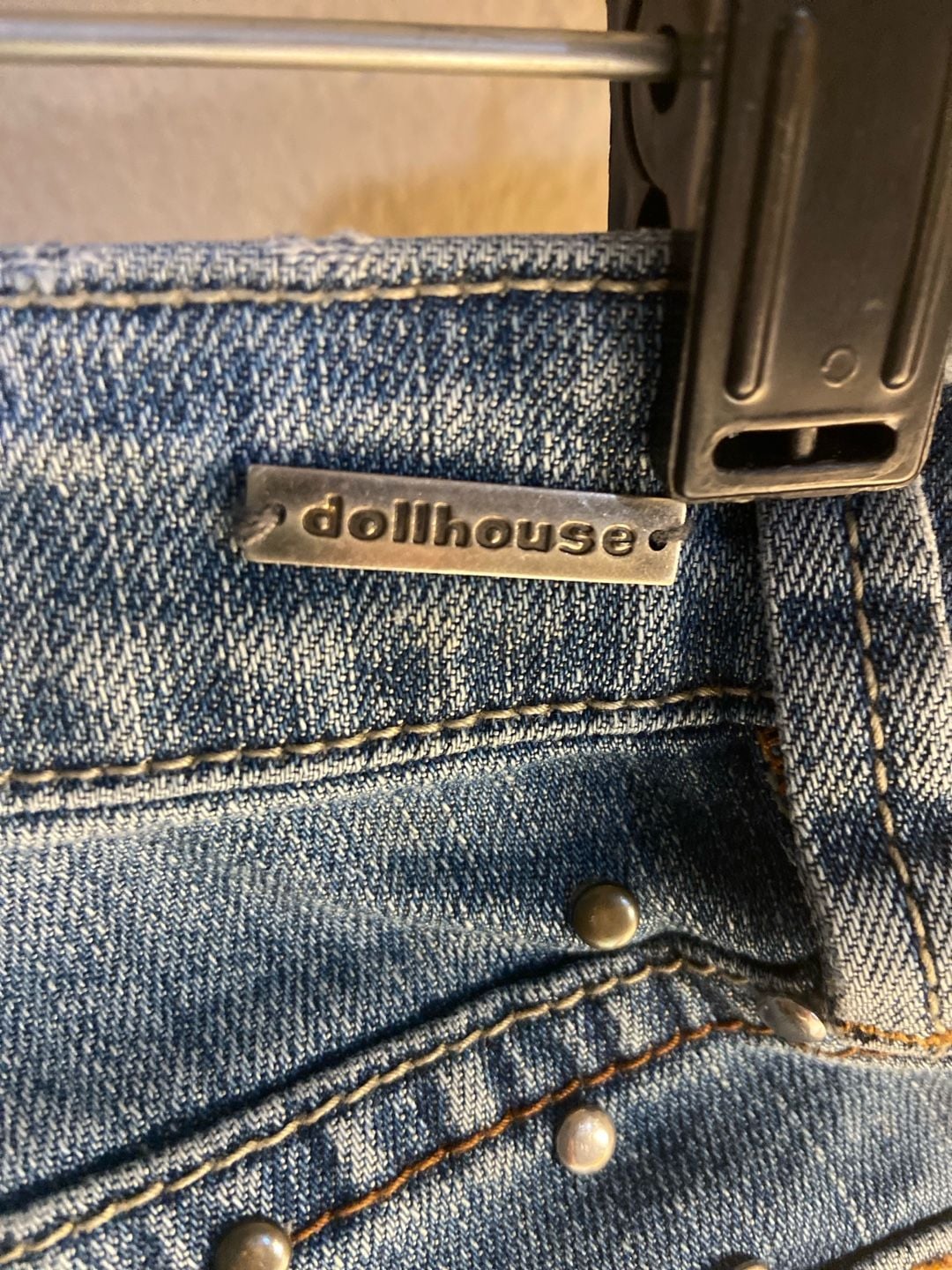 Dollhouse Studded Low Rise Slim Fit Distressed Blue Jeans Size 1 8