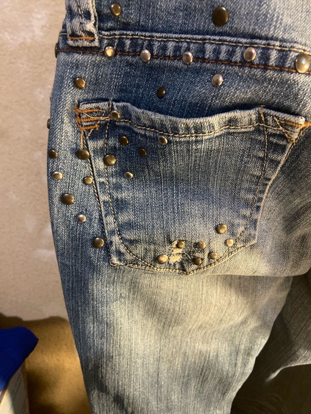 Dollhouse Studded Low Rise Slim Fit Distressed Blue Jeans Size 1 7