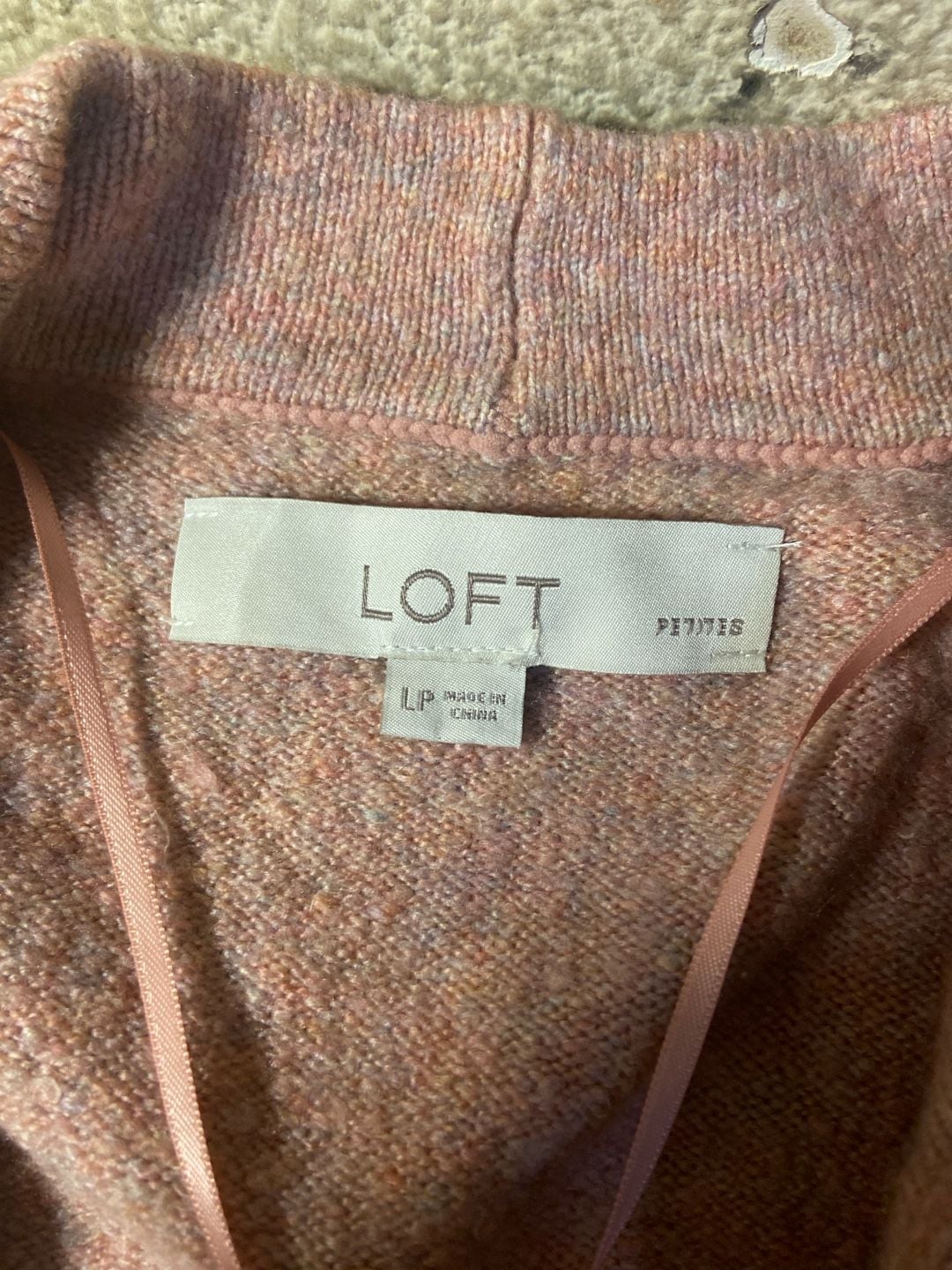 LOFT Petites Soft Knit Open Front Mid-Length Pink Cardigan Sweater 3