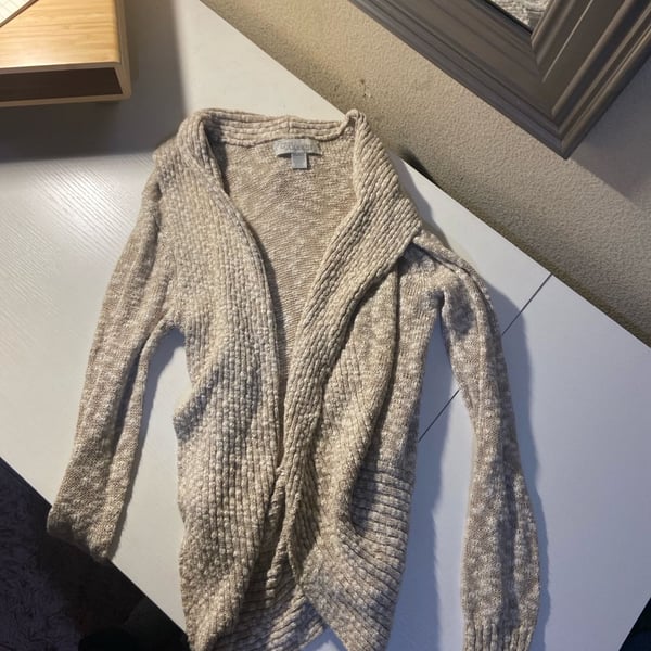 bydesign Women's Medium Open Front Draped Knit Cardigan Sweater Beige