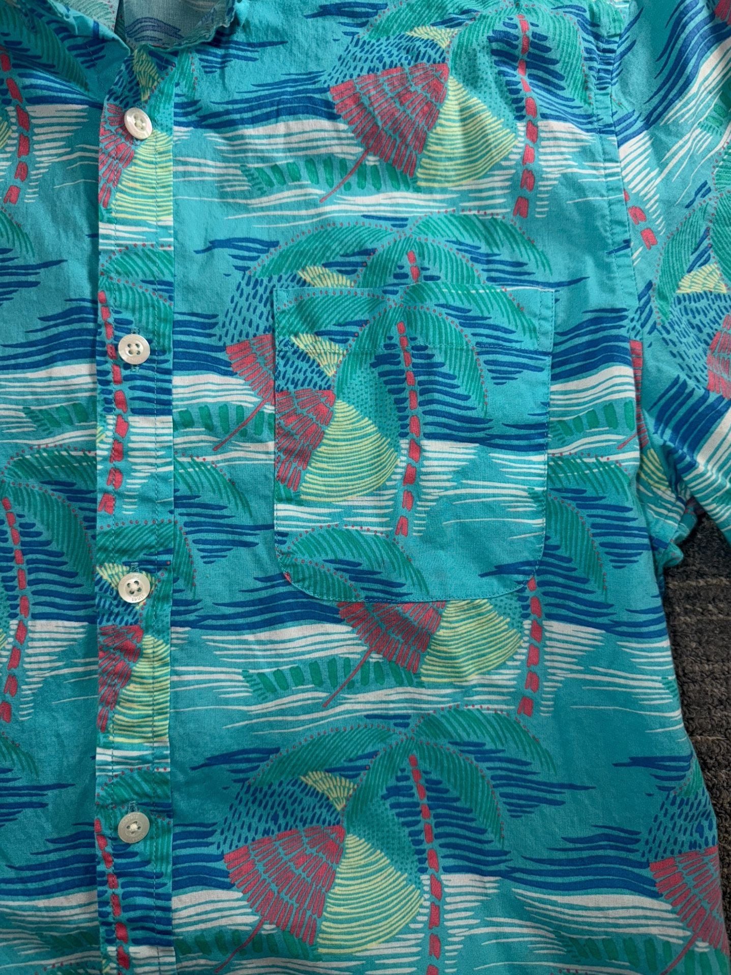 Vineyard Vines Slim Fit Murray Shirt Linear Umbrella Palm Print Short Sleeve Men's Size M 7