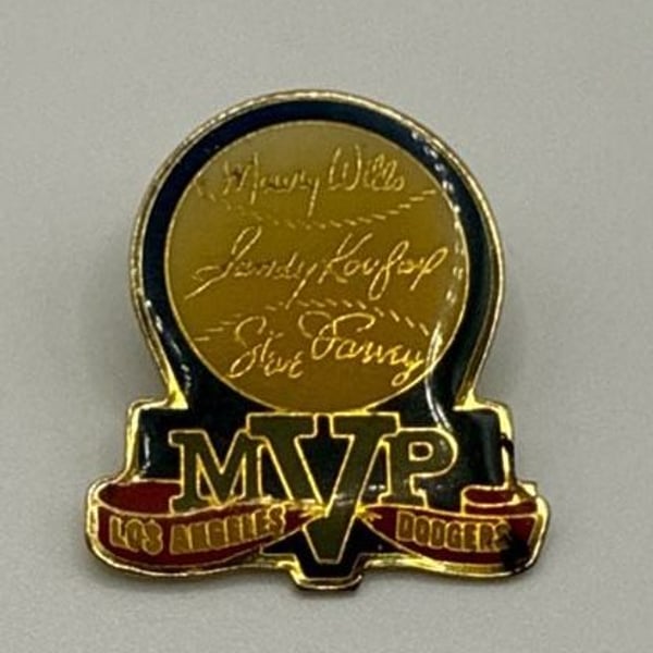 1988 Unocal 76 Los Angeles Dodgers MVPs Pin Maury Wills Sandy Koufax Steve Garvey