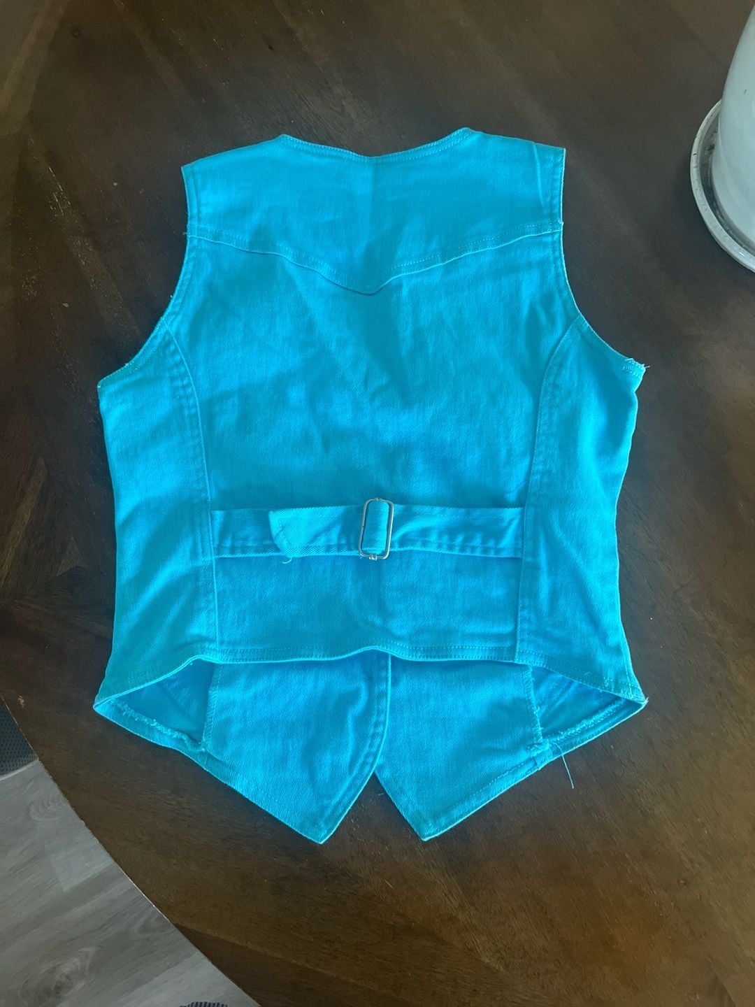 Supré Vintage Turquoise Blue Denim Cropped Vest Waistcoat 8