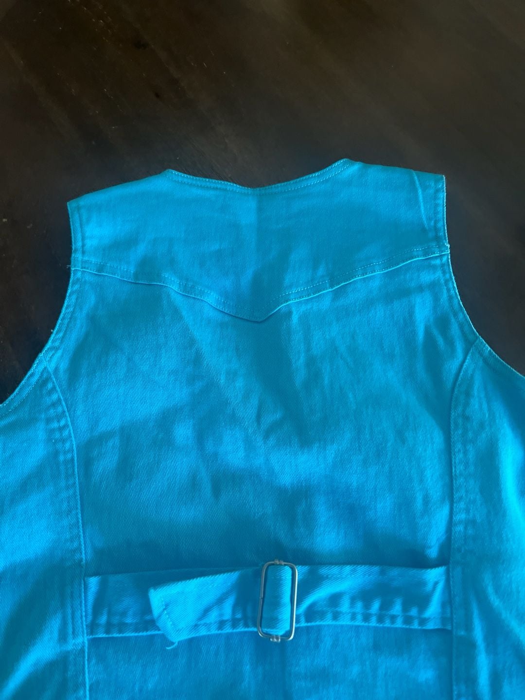 Supré Vintage Turquoise Blue Denim Cropped Vest Waistcoat 10