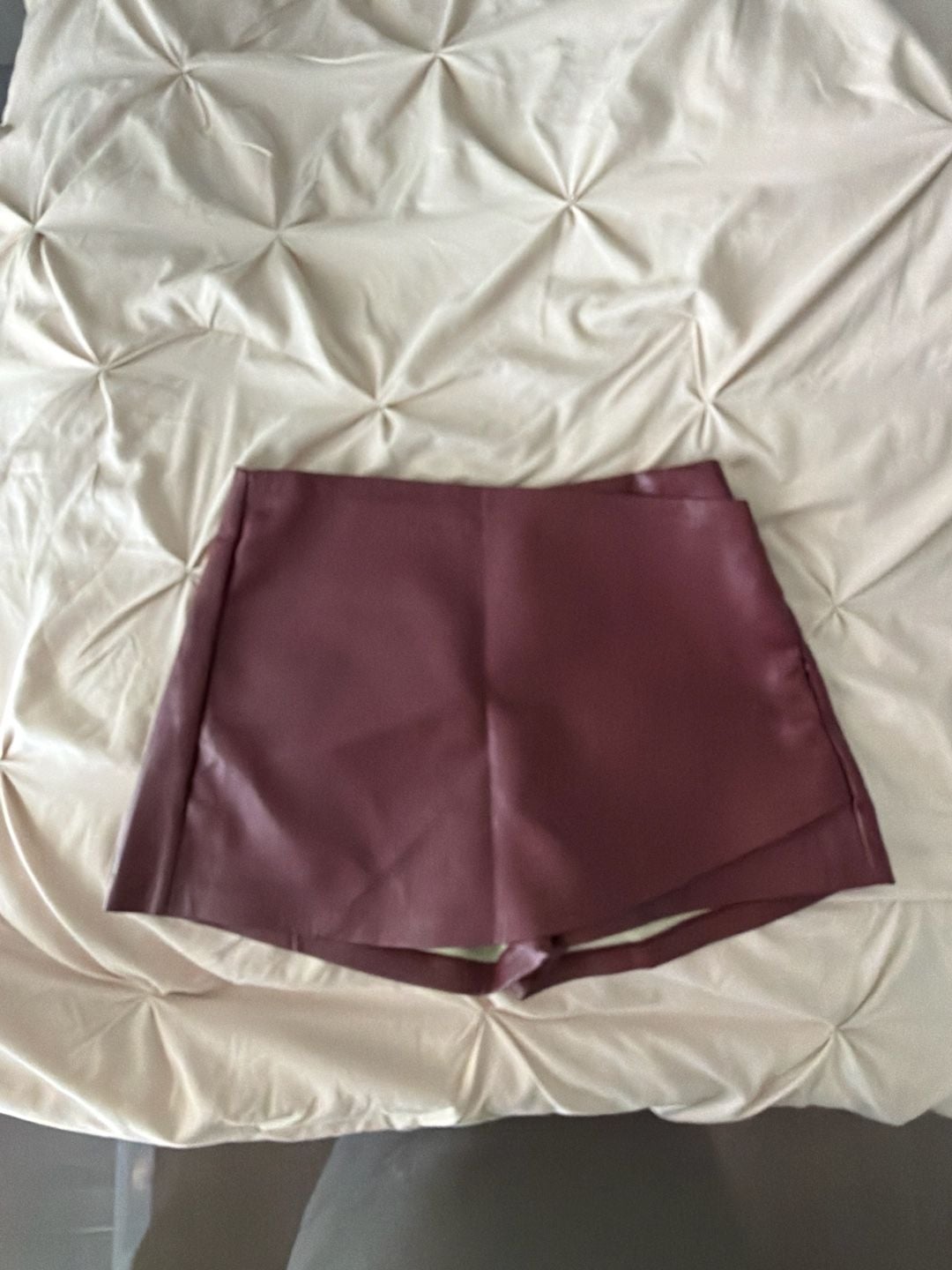 Shop Priceless Faux Leather Wrap Skort in Burgundy 2