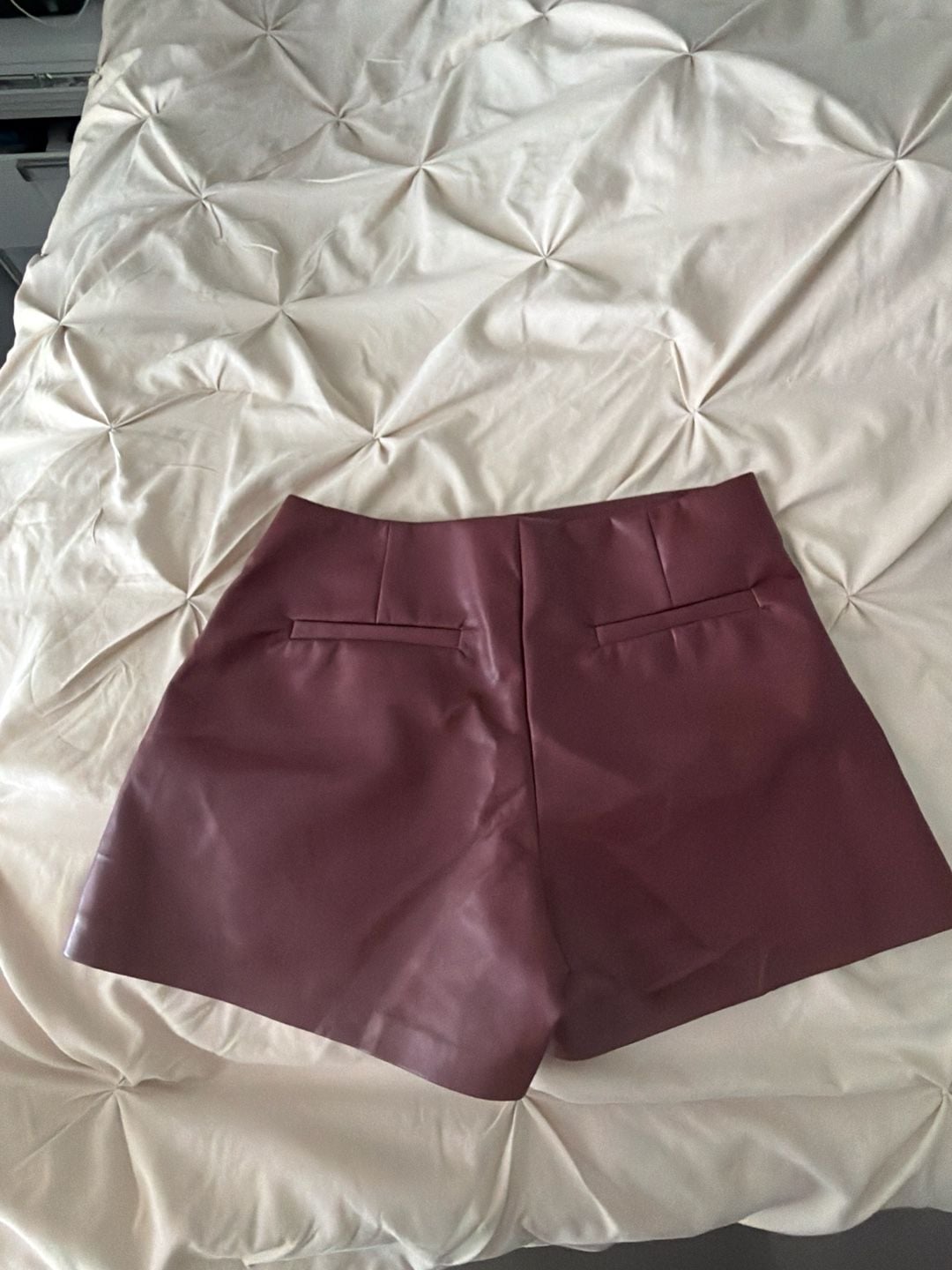 Shop Priceless Faux Leather Wrap Skort in Burgundy 6