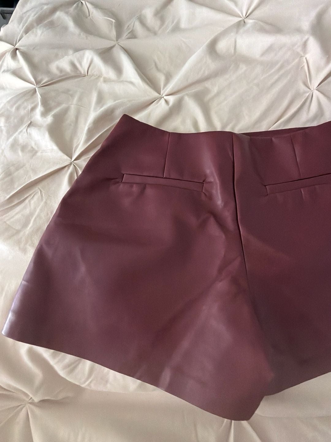 Shop Priceless Faux Leather Wrap Skort in Burgundy 7